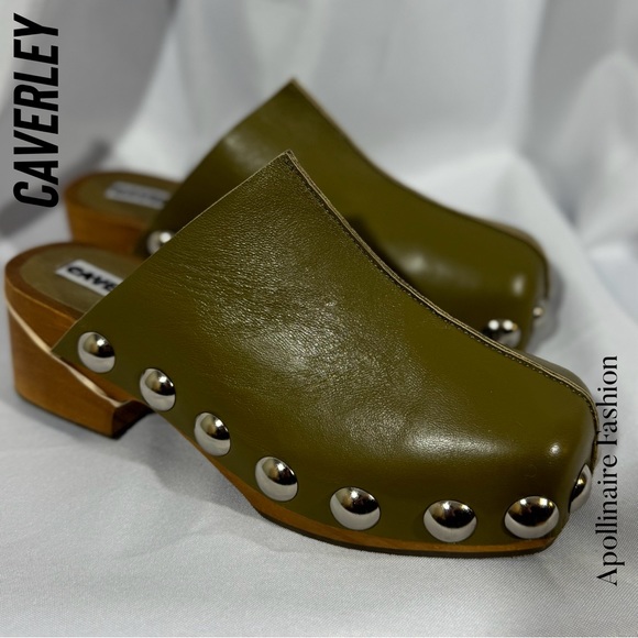 ANTHROPOLOGIE BY CAVERLEY CLOGS MULES IN OLIVE NEW SIZE 39 - Picture 1 of 7